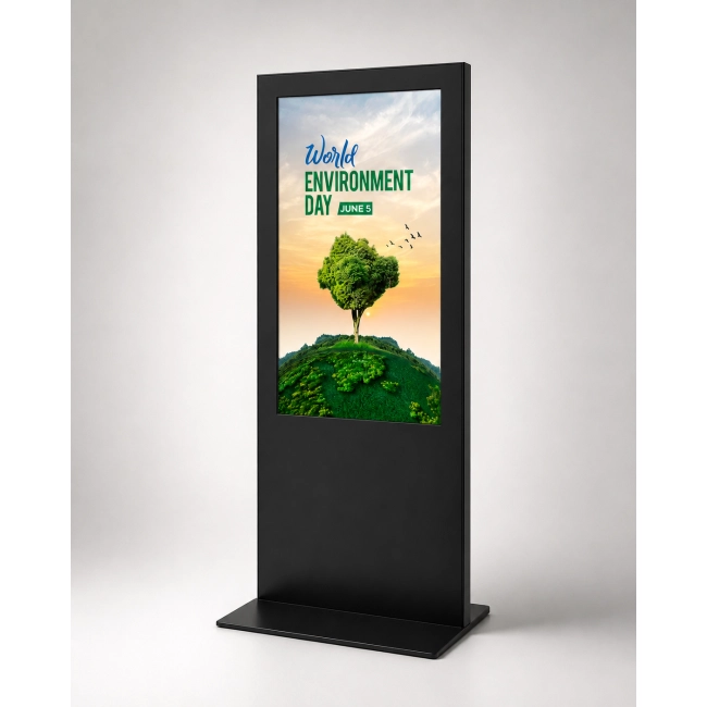 Totem Cyfrowy Slim Czarny z monitorem 55